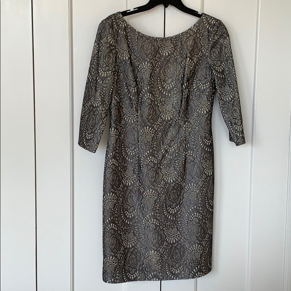 Eliza J gold / black lace dress 3/4 sleeves